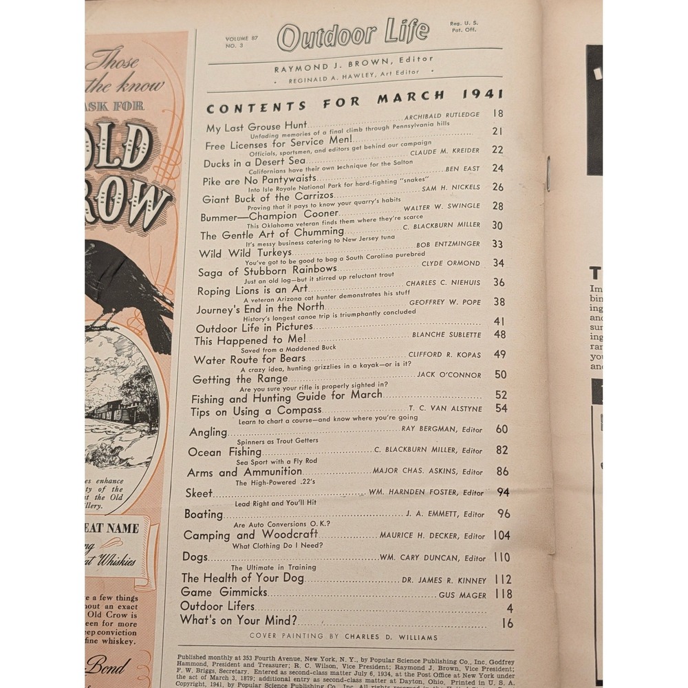Outdoor Life Magazine March 1941 Hunting Fishing Bass Dog Shotgun Fireplace - Picture 9 of 10